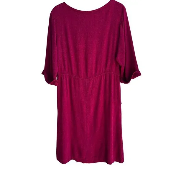 Carol Anderson California Vintage Linen‎ Look 3/4 Sleeve Boat Neck Midi Dress L - Picture 2 of 8